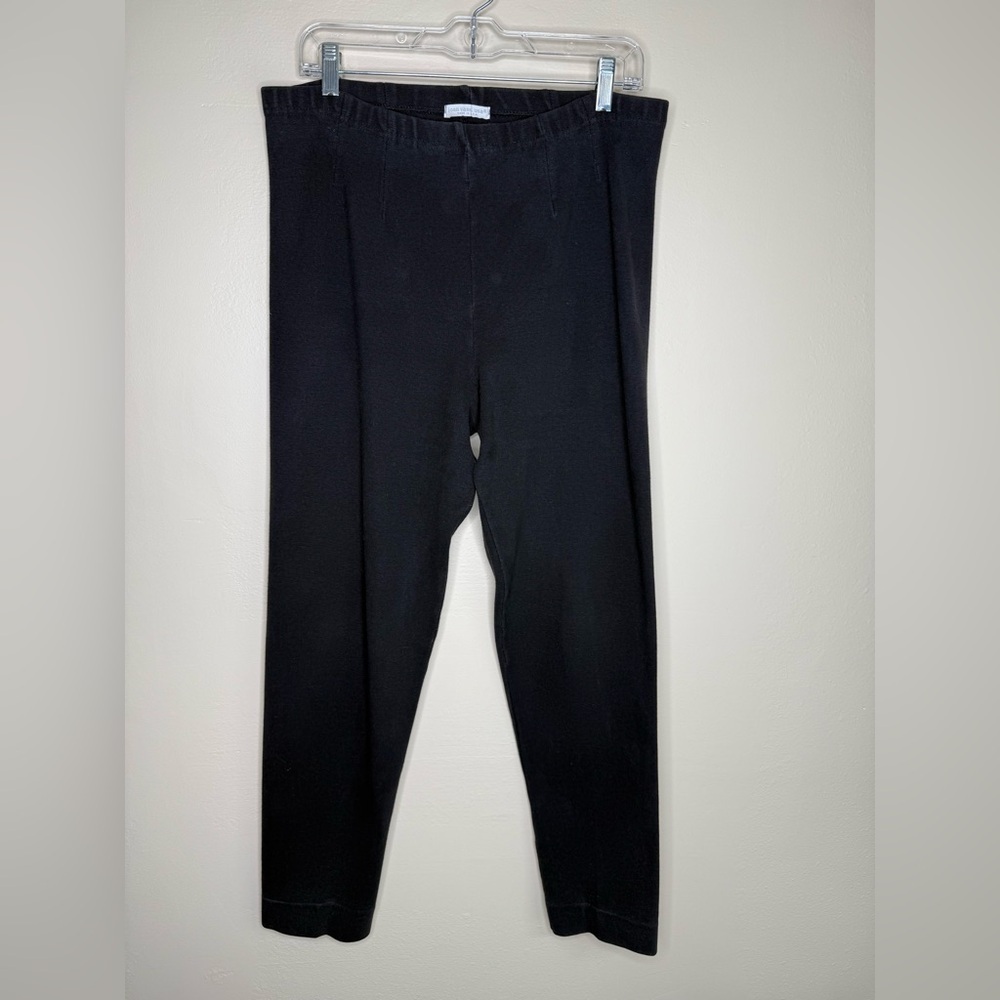 Joan Vass Pull On Black Straight Leg Pants Elastic Waistband Size 8/10